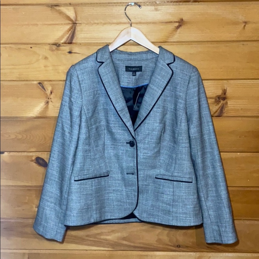 NWT Talbots houndstooth gray black blazer
